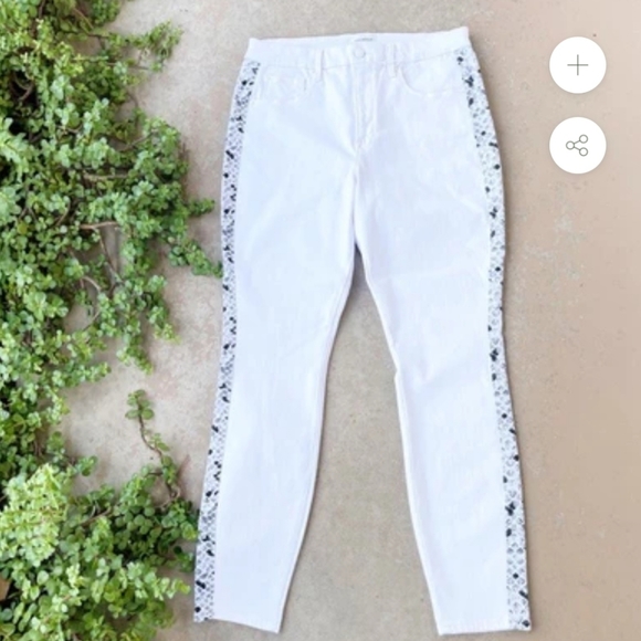 Good American Good Legs White Jeans Snakeskin Stripe Skinny High Rise Cotton 33 - Picture 2 of 5